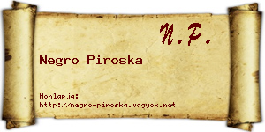 Negro Piroska névjegykártya